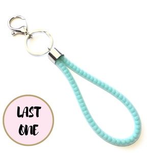 Mint Beaded Mesh Wristlet Keychain / Bag Charm